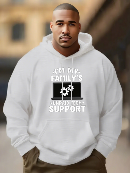 Men's Graphic Hoodie Im My Familys Unpaid Tech Support With Gear Illustrations And Computer Graphic