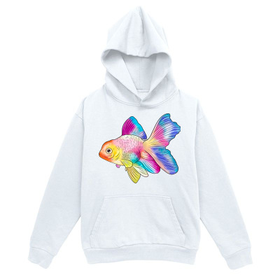 Men's Graphic Hoodie Vivid Watercolor Splash With Rainbow Fins On A Graceful Goldfish