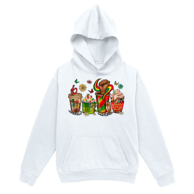 Men's Graphic Hoodie Whimsical Scene With Festive Holiday Coffee Drinks Winter Desserts