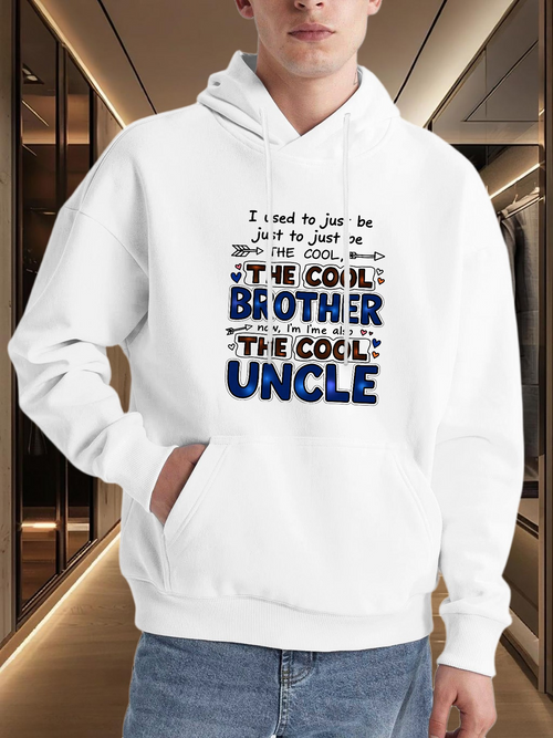 Men's Graphic Hoodie Words With Blue Bold Lettering And Modern Statement Uncle