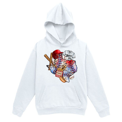 Men's Graphic Hoodie Colorful Baseball Equipment Pile With Helmet Bats And Glove