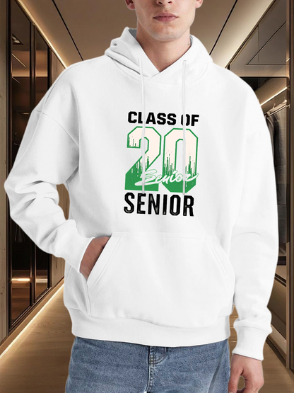 Men's Graphic Hoodie Class Of Senior Green Skyline Print Hoodie