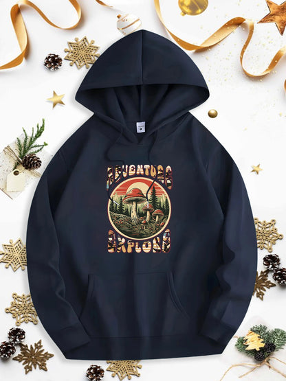 Men's Graphic Hoodie Adventure Explore Wild Pines With Sunset And Serene Mountain Landscape