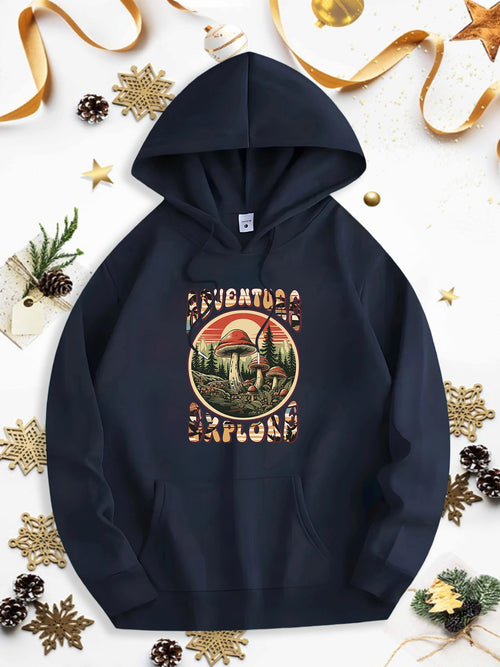 Men's Graphic Hoodie Adventure Explore Wild Pines With Sunset And Serene Mountain Landscape