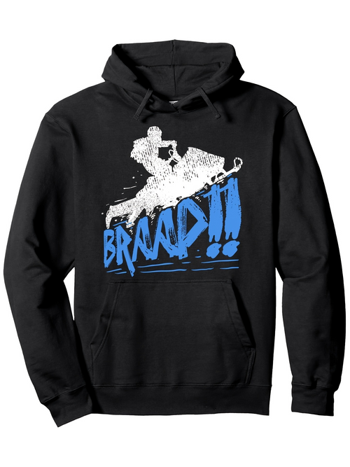 Men's Graphic Hoodie Blue Splatters Skid Marks And Dynamic Energy Snowmobile