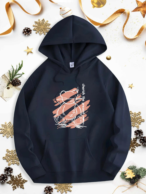 Men's Graphic Hoodie Abstract Brush Strokes With Elegant Line Art Overlapping Central Shape