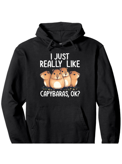 Men's Graphic Hoodie I Just Really Like Capybaras Ok Cute Cartoony Group With Happy Faces Capybara
