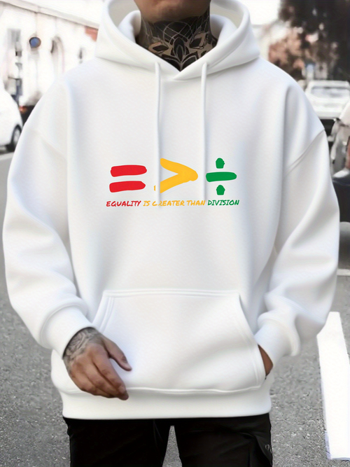 Men's Graphic Hoodie Equality Is Greater Than Division With Colorful Symbols Hoodie