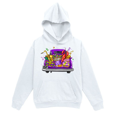Men's Graphic Hoodie Vivid Carnival Party Graphics With Musical Instruments Upon Vibrant Festive Bus