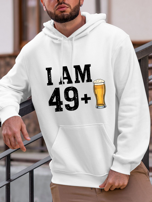 Men's Graphic Hoodie I Am 49 Plus With A Glass Of Beer Print Hoodie