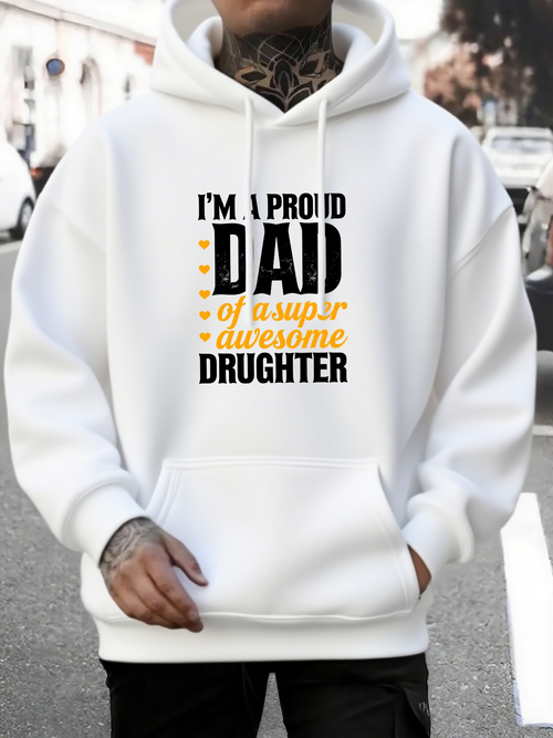 Men's Graphic Hoodie Proud Dad Of A Super Awesome Daughter Hoodie On City Street