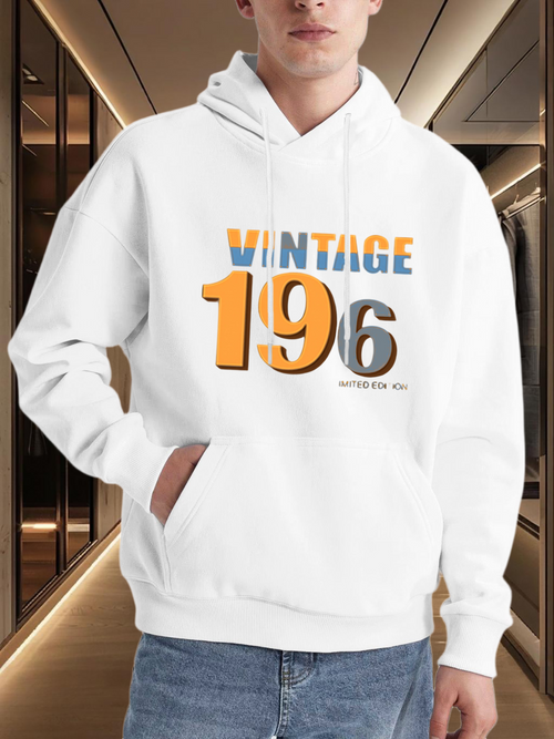 Men's Graphic Hoodie Vintage Style Bold Numbers And Subtle Urban Accents Hoodie