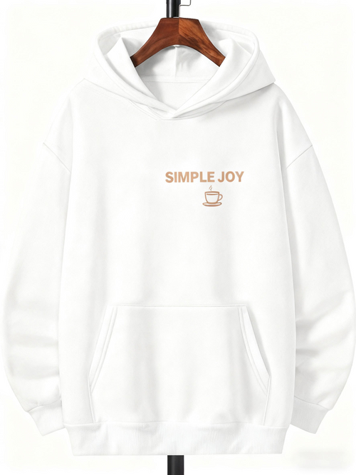 Men's Graphic Hoodie Simple Joy Minimalist Coffee Cup Under Peaceful Morning Light