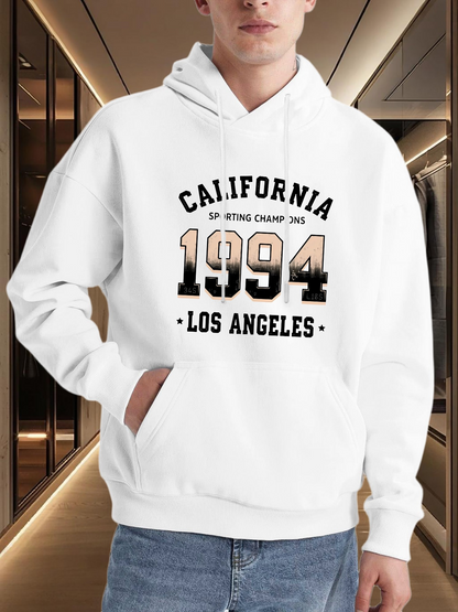 Men's Graphic Hoodie California Los Angeles Sporty Vintage Style Number Sweatshirt
