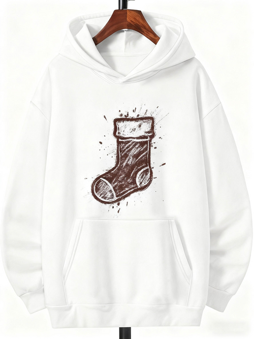Men's Graphic Hoodie Sketch Style Among Dynamic Splatter Pattern Christmas Stocking