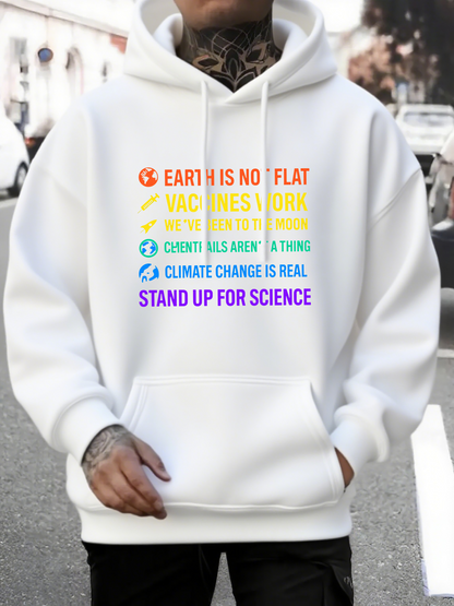 Men's Graphic Hoodie Stand Up For Science With Colorful Bold Letter Statement Hoodie