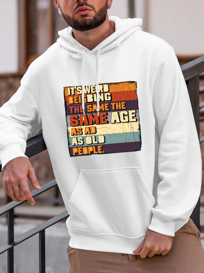Men's Graphic Hoodie Retro Color Striped Block With Distressed Playful Letter Quotes People