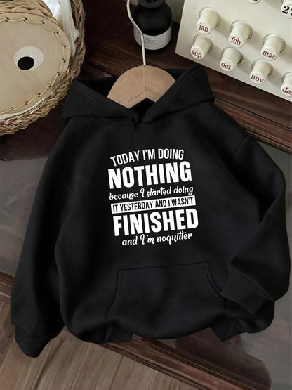Women's Graphic Hoodie Today Im Doing Nothing Retro White Print Cotton Hoodie