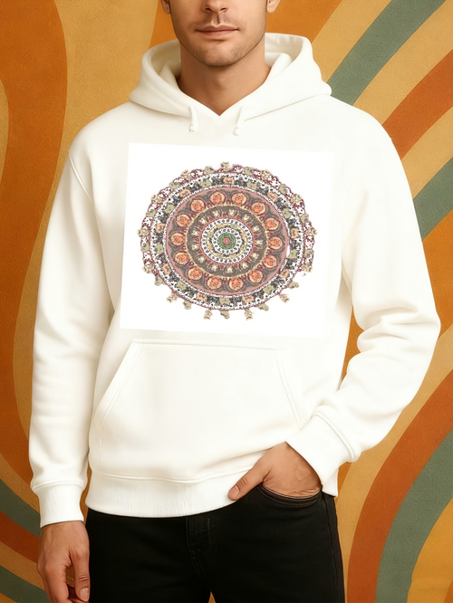 Men's Graphic Hoodie Intricate Hand Drawn Mandala With Ornamental Patterns And Subtle Earth Tone Accents Mandala