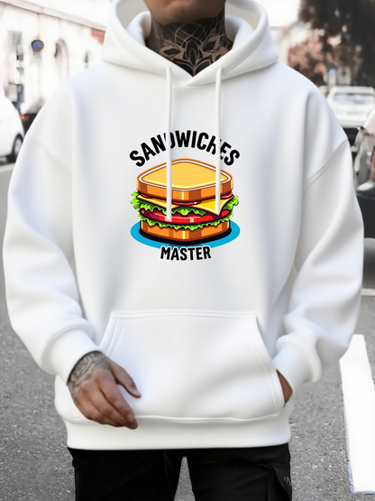 Men's Graphic Hoodie Sandwiches Master Yolk Oozing Melting Cheese Urban Burger Sandwich
