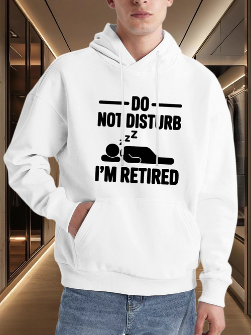 Men's Graphic Hoodie Do Not Disturb With Sleeping Figure And Resting Peaceful Retired Person