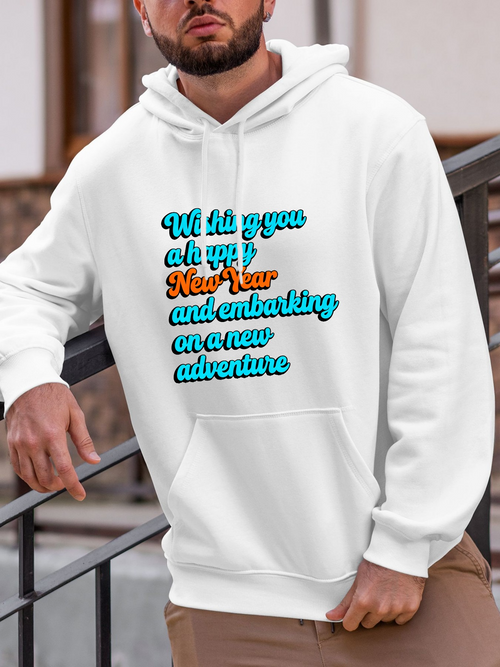 Men's Graphic Hoodie Wishing You Happy New Year Embarking On A New Adventure Hoodie