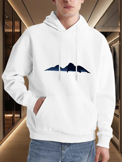 Men's Graphic Hoodie Crisp Mountain Landscape Under Bright Morning Sky Mountain