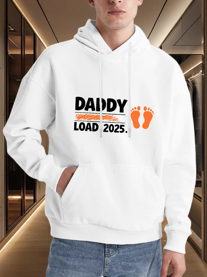 Men's Graphic Hoodie Daddy Load Coming Soon With Orange Footprints Hoodie