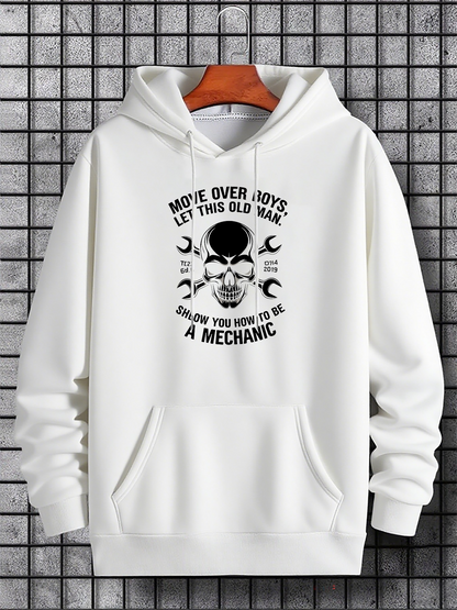 Men's Graphic Hoodie Move Over Boys Old Man Showing You How To Be A Mechanic Skull