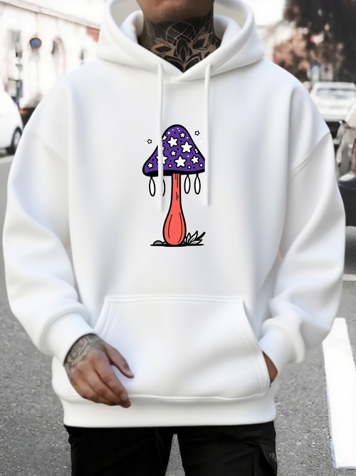 Men's Graphic Hoodie Surreal Night Sky With Stars On Funky Cartoon Mushroom