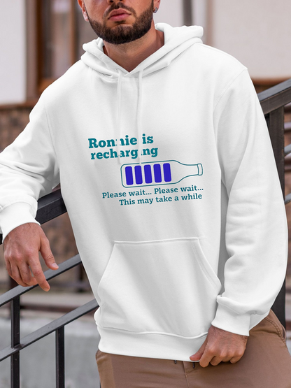 Men's Graphic Hoodie Please Wait Recharge In Progress With Battery Graphic Hoodie