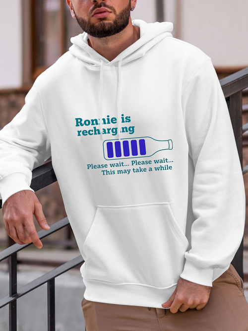 Men's Graphic Hoodie Please Wait Recharge In Progress With Battery Graphic Hoodie
