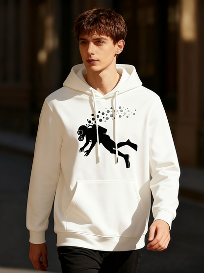 Men's Graphic Hoodie Falling Astronaut With Floating Bubbles Under White Sky Hoodie
