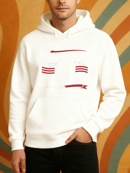 Men's Graphic Hoodie Minimalist Red Stripes And Subtle Graphic Lines Hoodie