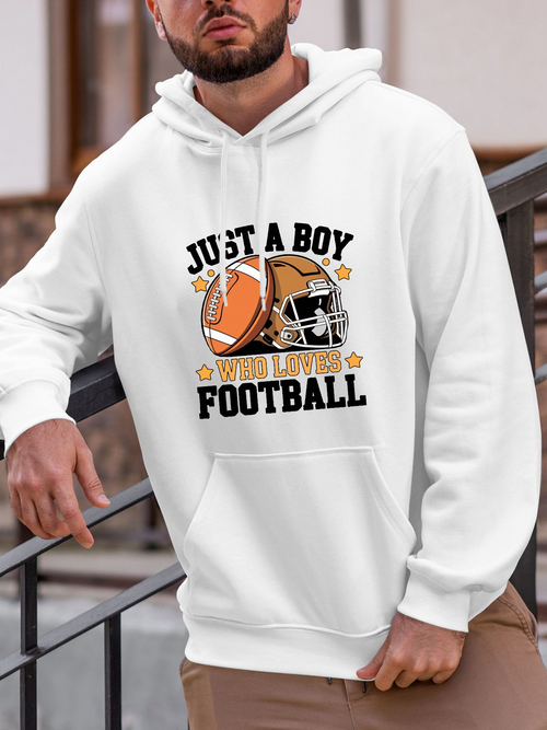 Men's Graphic Hoodie Just A Boy With Love For American Football Helmet