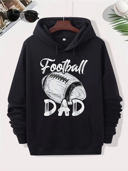Men's Graphic Hoodie Football Dad Hand Drawn Style Letters With Large Soccer Ball Sketch Hoodie