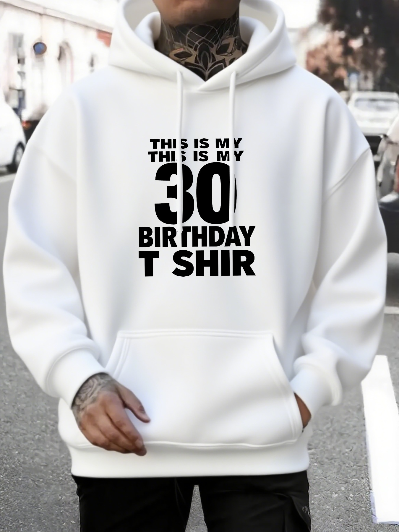Men's Graphic Hoodie This Is My Thirtieth Birthday Typography With Bold Lettering Hoodie