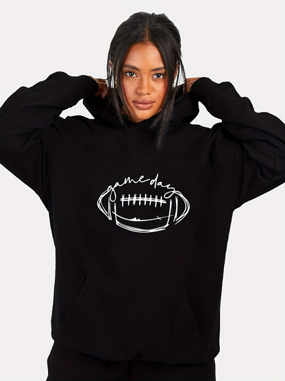 Women's Graphic Hoodie Game Day Sketchy Lines Graphic Football