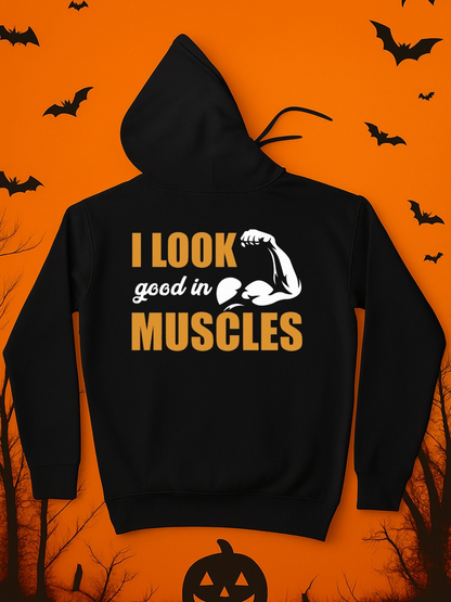 Men's Graphic Hoodie I Look Good In Muscles Bold Lettering Flexing Arm Hoodie