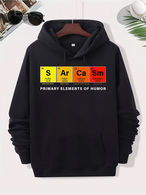 Men's Graphic Hoodie Sarcasm Colorful Periodic Table Blocks On Black Hoodie