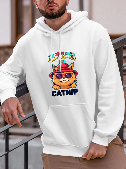 Men's Graphic Hoodie Stay Cool Summer Vibes Sunglasses Wearing Cat With Funky Hat Catnip