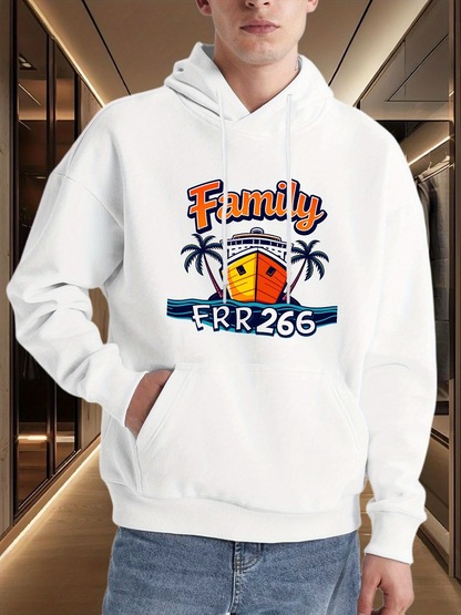Men's Graphic Hoodie Family Tropical Beach Cottage With Palm Trees At Sunset