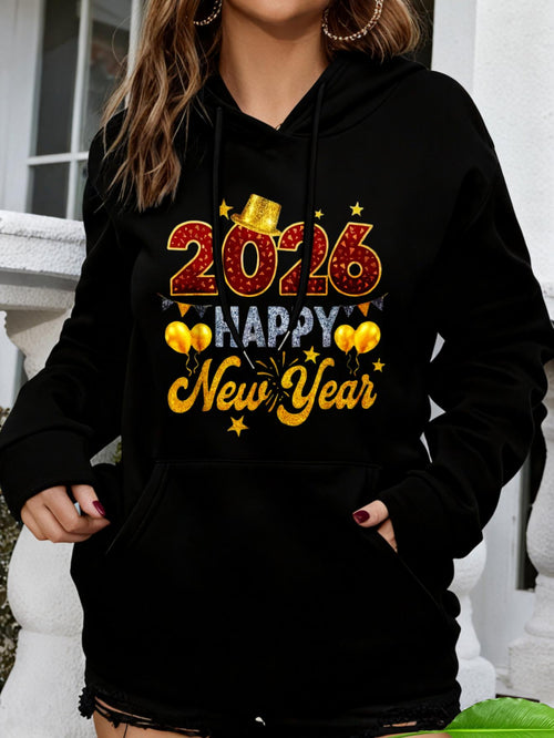 Women's Graphic Hoodie Gold Stars With Festive Fireworks Celebrating Shining New Year