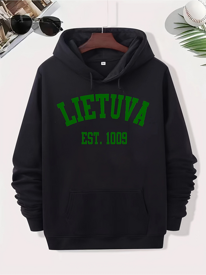 Men's Graphic Hoodie Green Arch Lettering With Founding Year Typography Hoodie