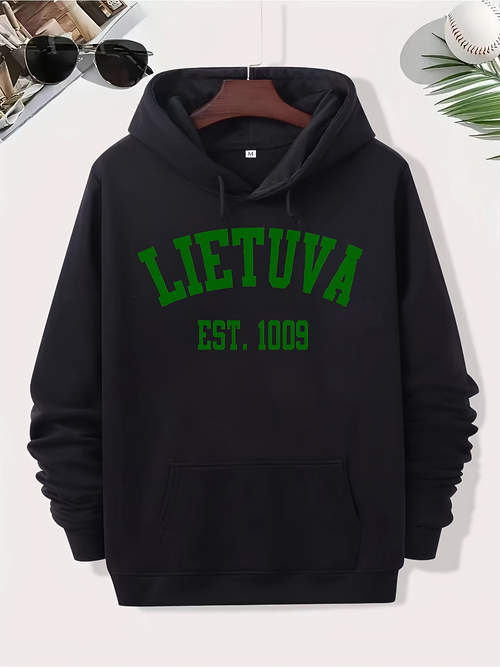 Men's Graphic Hoodie Green Arch Lettering With Founding Year Typography Hoodie