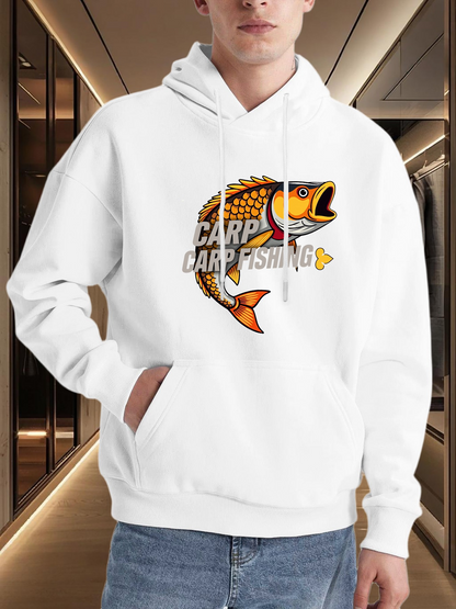 Men's Graphic Hoodie Carp Fishing Adventure With Lively Splashing Golden Carp