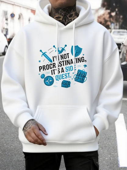 Men's Graphic Hoodie Im Not Procrastinating Blue Sword Potion With Dice Spell Book Hoodie