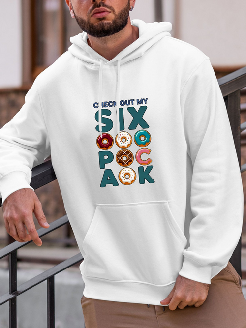 Men's Graphic Hoodie Check Out My Bright Multi Donuts Surrounded By Playful Letters Six Pack
