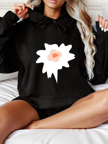 Women's Graphic Hoodie Abstract Pastel Bloom With Gentle Accents Centered On Hoodie Flower