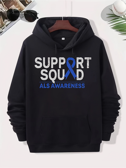 Men's Graphic Hoodie Support Squad Blue Ribbon For Als Awareness Hoodie